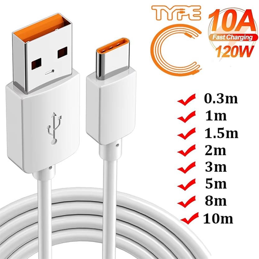 6/7/10a Type C Cable Fast Charging สาย USB / สายชาร์จโทรศัพท์สายไฟสําหรับ Type-C / Extra Long Data Line รูปที่ 1