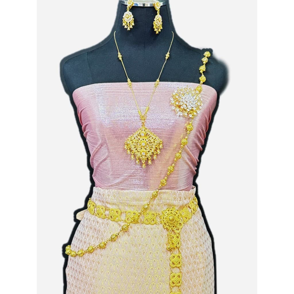 Vintage Jewelry ชุดเครื่องประดับไทย สร้อยคอ ต่างหูคลิป เข็มขัดหัวเข็มขัด สร้อยสังวาลย์ รูปที่ 3
