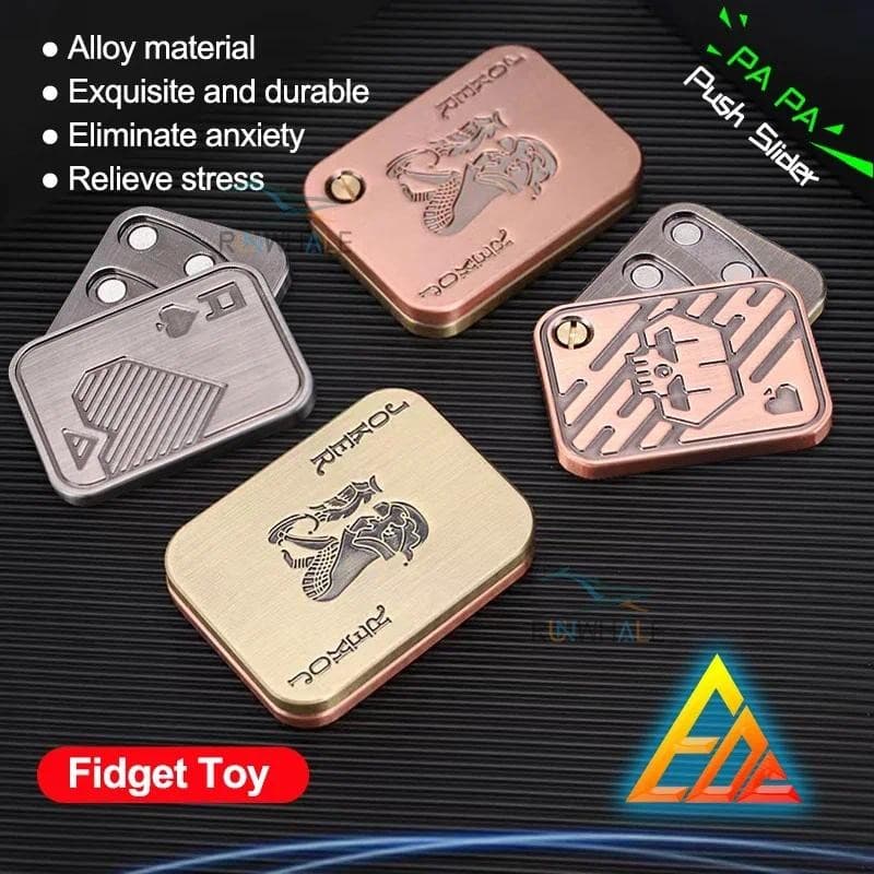 โลหะ Fidget Push Slider Anti Stress ของเล่นสําหรับผู้ใหญ่ EDC Finger Spinner โป๊กเกอร์บรรเทาความวิตกกังวลของเล่นแบบพกพา Pop Magnetic Slider รูปที่ 1