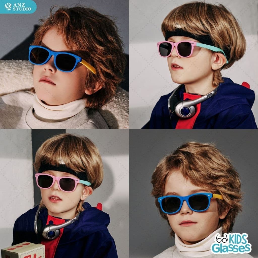 ANZ STUDIO แว่นกันแดดสำหรับเด็ก เลนส์ถนอมสายตา UV400 รุ่น Kiddo Cool เลนส์ Polarized สำหรับเด็กอายุ 6-12 ปี สีทูโทน รูปที่ 2