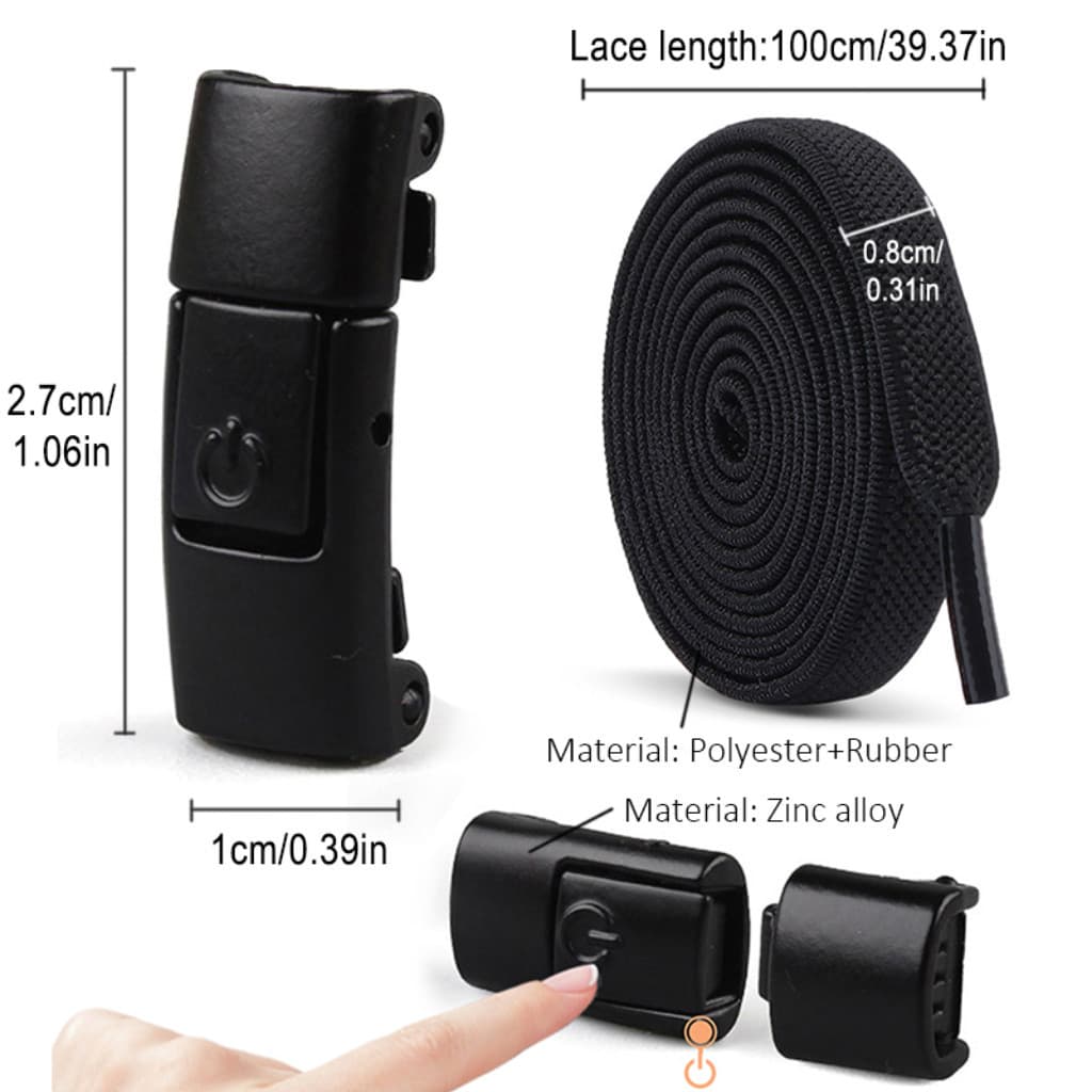 No Tie Shoe Laces Press Lock Flat Laces สําหรับเด็กผู้ใหญ่ กว้าง 8 มม. เทคนิคการผูกเชือกง่าย รูปที่ 3