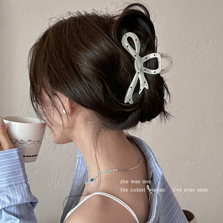 แฟชั่นกิ๊บติดผมสีขาวและดำสำหรับผู้หญิง .ACCESSORIES HEADWEAR รูปที่ 4