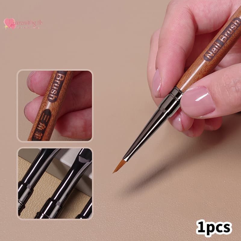 Renbg แปรงปากกาอะคริลิค UV Gel 3D สําหรับทําเล็บ ปลายสามเหลี่ยม ด้ามไม้ เครื่องมือ DIY TH รูปที่ 3