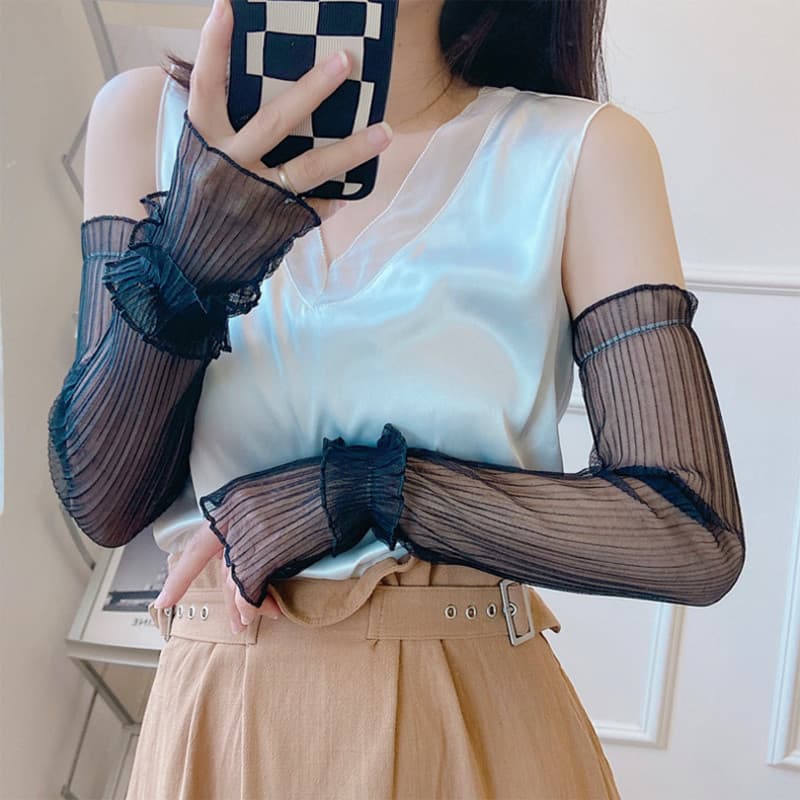 ถุงมือ lady fingerless สำหรับฤดูร้อน ป้องกันแสงแดด UV กันเหงื่อได้ดี รูปที่ 8