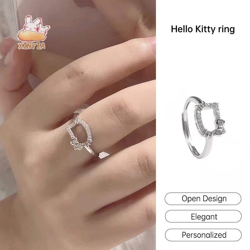 แหวนkittyแหวนมือแมวฝังเพชรINSสไตล์ญี่ปุ่นหวานน่ารักแหวนนิ้วผู้หญิงทุกวันสวมใส่ไม่ซีดจาง.xinyia.th รูปที่ 2