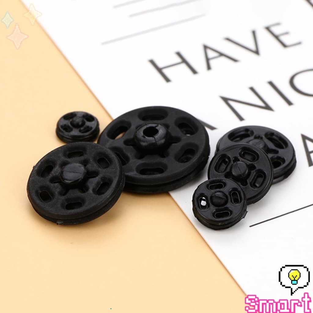 10คู่ กระดุมแป๊กพลาสติก สีดำ สีขาว สีใสแบบเย็บ 10mm 15mm กระดุมแป๊กพลาสติกสีดำ Invisible button รูปที่ 7