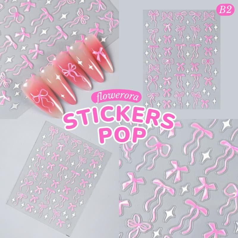 สติกเกอร์โบว์นูน มีมิติ 5D Stickers Nail Pop สติกเกอร์ติดเล็บ ติดของใช้ ติดปุ๊บ น่ารักปั๊บ รูปที่ 3