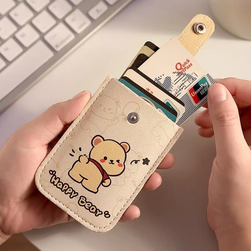 shiny girl กระเป๋าใส่นามบัตร หนัง PU แบบดึงออกได้ มีหลายช่อง สําหรับใส่นามบัตร คละสี G511 รูปที่ 5