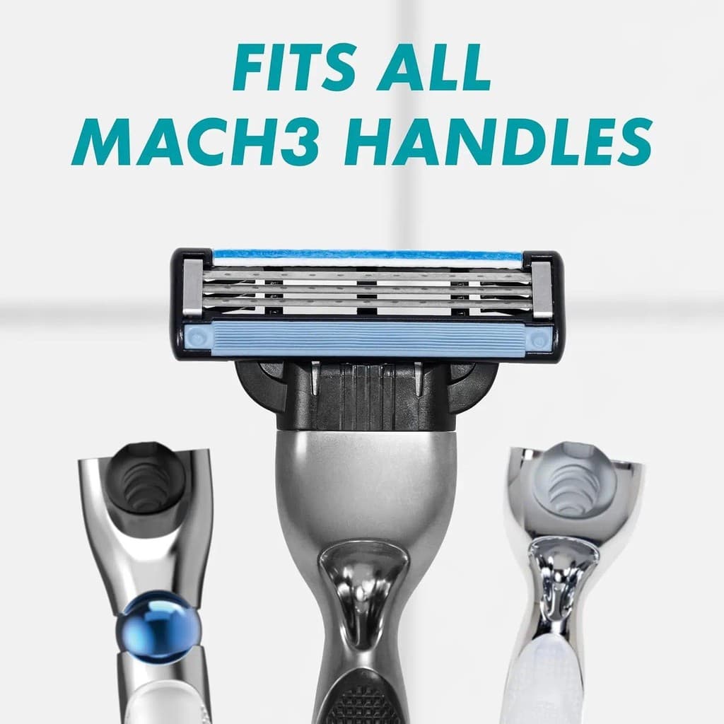 Gillette Mach3 ตลับใบมีดโกนเติม 4/8 ชิ้น สําหรับใบหน้าและเครา 3 ชั้น พร้อมแถบหล่อลื่น Fast Cutting รูปที่ 6