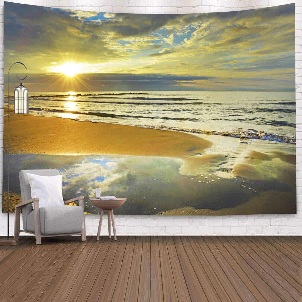 CM ขนาดใหญ่ Beach Coconut TreeOcean Tapestry แขวน Blue Sky ธรรมชาติห้องนอน Tapestry ดอกไม้แขวนผนังสําหรับห้องพื้นหลังผ้าผนังผ้าห้องข้างเตียง W รูปที่ 5