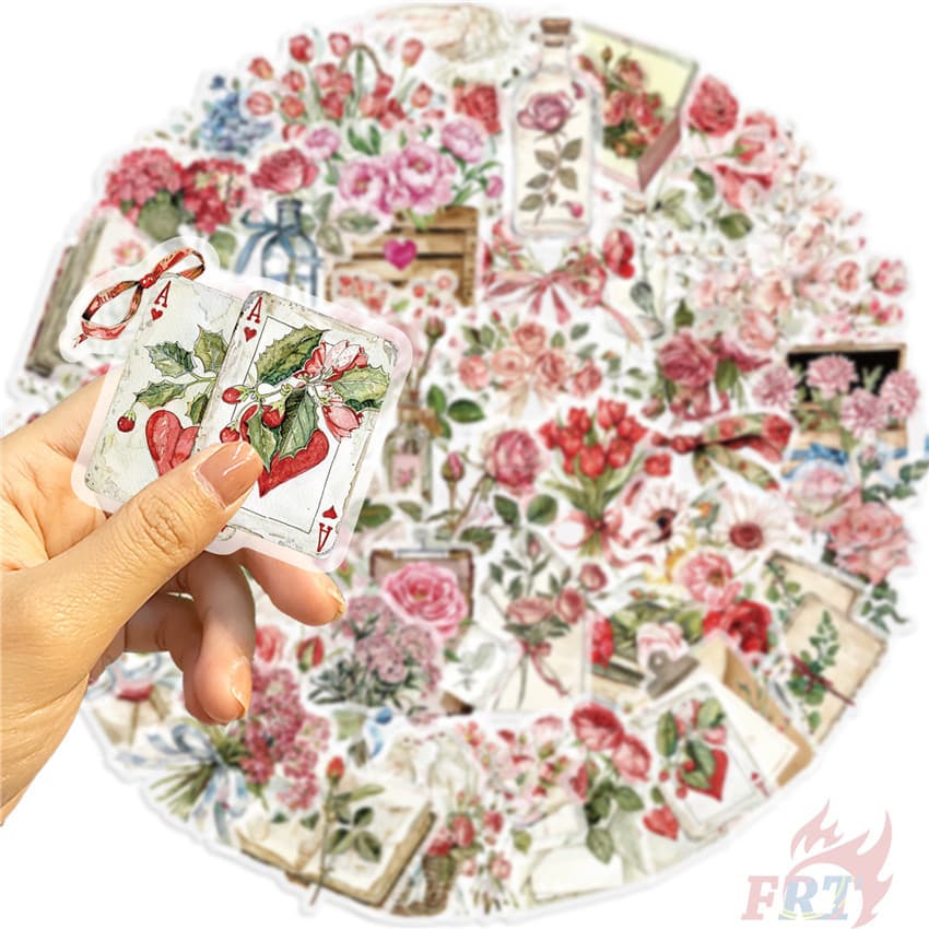 สติ๊กเกอร์สัตว์เลี้ยงดอกไม้และตัวอักษร 50 ชิ้น/เซ็ต DIY แฟชั่นสติ๊กเกอร์กันน้ํา Doodle สติ๊กเกอร์ รูปที่ 8