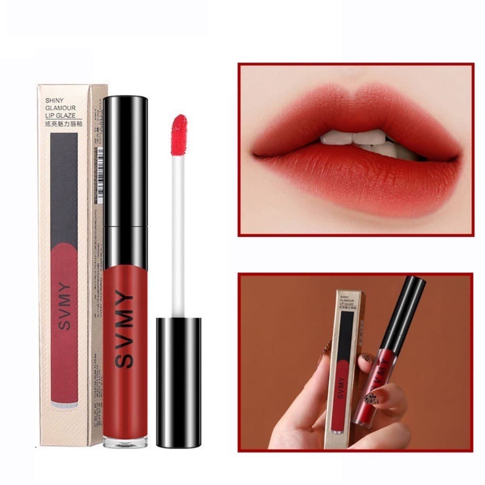 Svmy ลิปสติก ลิปกลอส เนื้อแมตต์ กํามะหยี่ โคลน สีชมพูนู้ด ลิปทินท์ เกาหลี กันน้ํา1063# รูปที่ 1