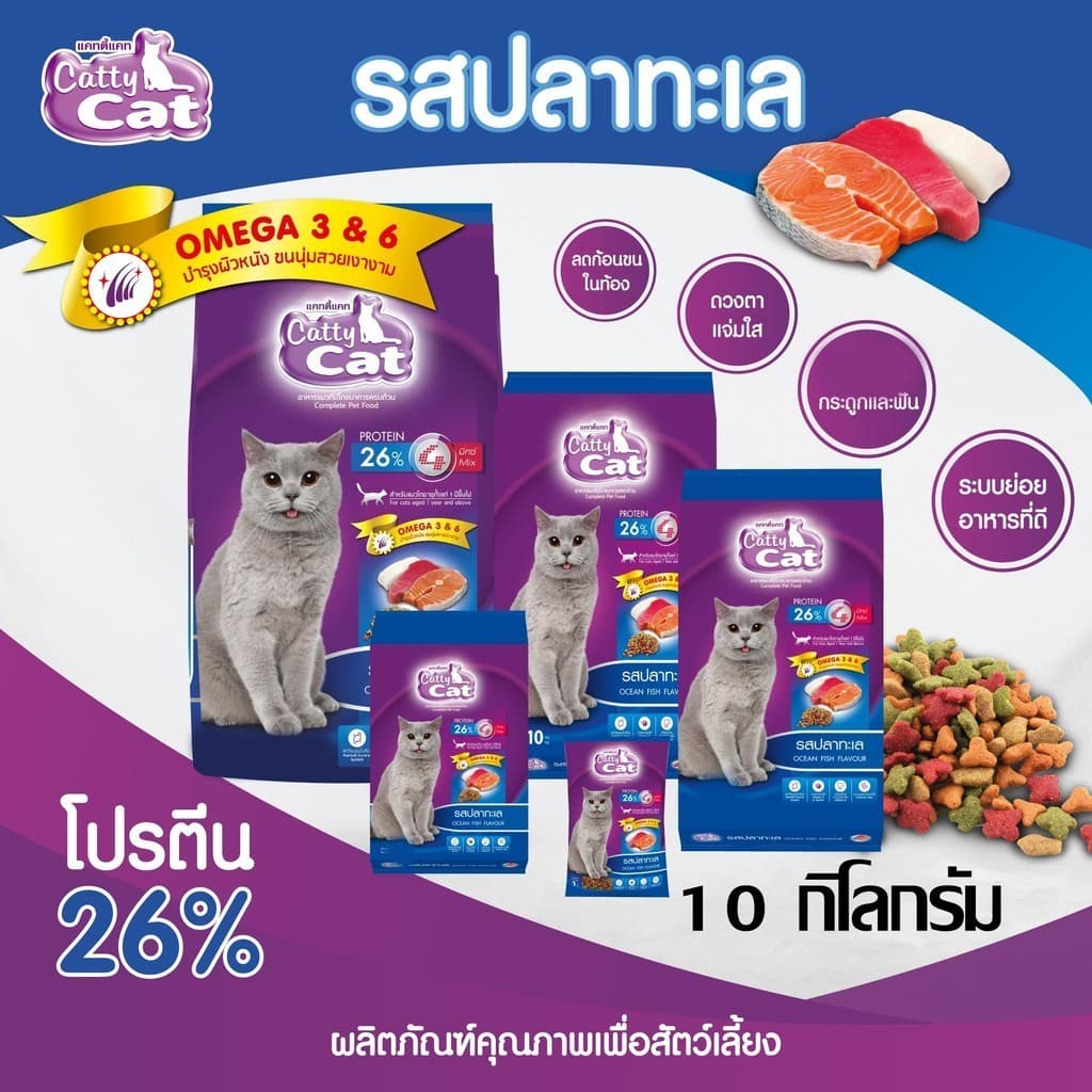 ] อาหารเม็ด Catty Cat รสปลาทะเล4มิกซ์ แสนอร่อย โปรตีนสูง ลดก้อนขน ขนนุ่มสวย ขนาด 10 kg. รูปที่ 2