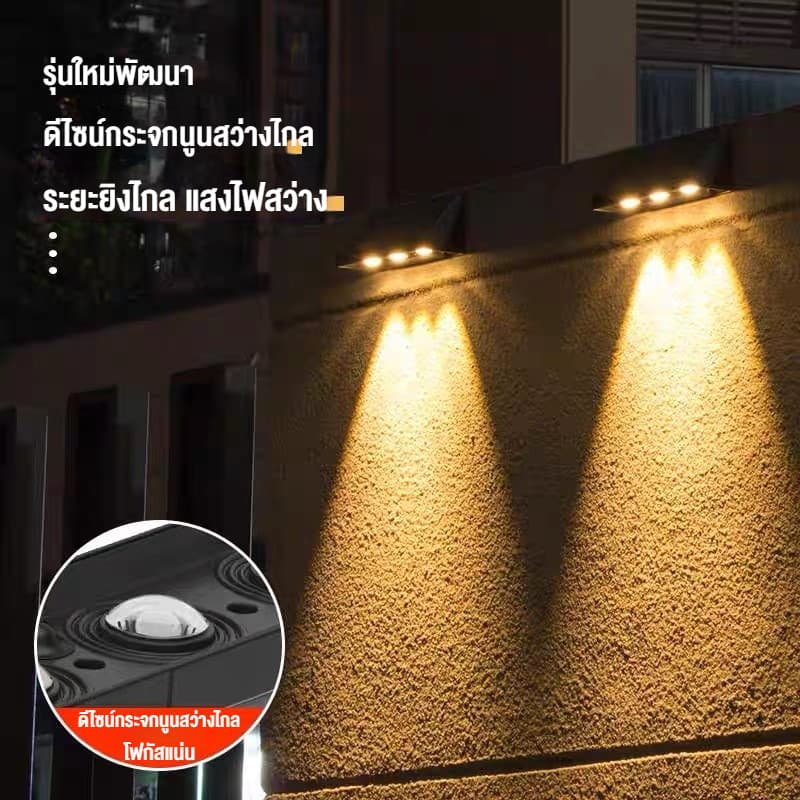 นํา โคมไฟติดผนังพลังงานแสงอาทิตย์กลางแจ้งกันน้ําสวิตช์อัตโนมัติตกแต่งสวนพลังงานแสงอาทิตย์ป้ายแสงประตูระเบียงรั้ว แสงสว่าง รูปที่ 4