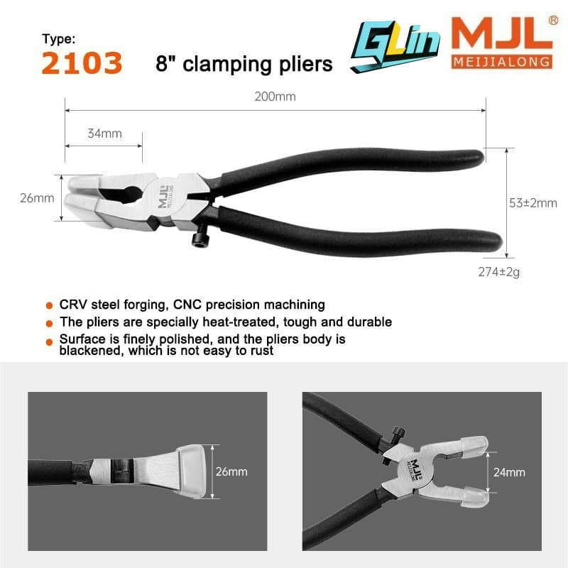 MJL M-2103 คีมหนีบรุ่น 8 นิ้ว – ด้ามจับกันลื่นพร้อมเคส กระเบื้อง & เครื่องมือคู่มือที่ใช้งานได้จริง รูปที่ 1