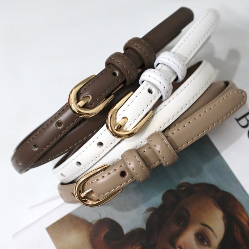 หนังแท้แบรนด์LULU RL-526 เข็มขัดหนังแท้ หัวเข็มขัดสีทอง หุ้มหนังทั้งเส้น รูปที่ 3