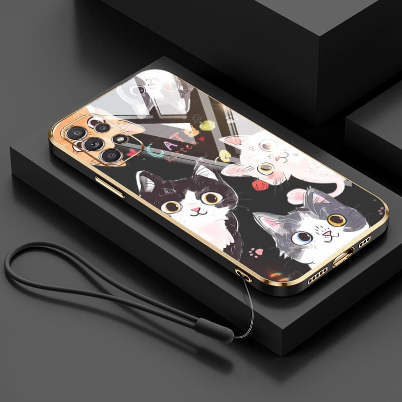 SAMSUNG ปลอกสําหรับsamsung Galaxy A23 A32 A52 A72 4G 5G A33 A53 A73 M32 A52S 5GรอบEyed CatหรูหราElectroplating Anti Dropเคสโทรศัพท์แบบนุ่ม รูปที่ 2