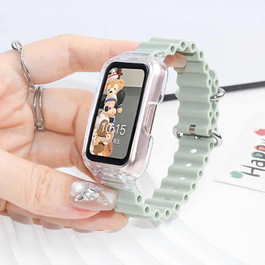 Ocean สายซิลิโคนสําหรับ Huawei Band 11 11Pro 10 / 9 / 8 / 7 / 6 / 6Pro SmartWatch สายรัดข้อมือกีฬา Bracelect สําหรับ Honor Band 10 9 7 6 อุปกรณ์เสริม รูปที่ 3