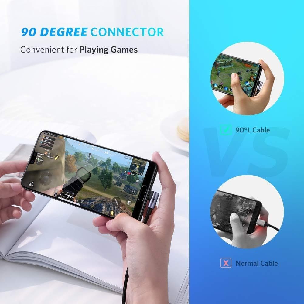 UGREEN สายชาร์จ Type C USB C 3A Fast Charge 90Degree Angled for โทรศัพท์มือถือ notebook รุ่น US255 รูปที่ 3