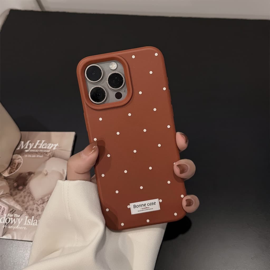 เคสโทรศัพท์ป้องกันฉลากจุดเรียบง่ายสีบริสุทธิ์ tpu สําหรับ apple iphone12 13 14 15 16pro max plus รูปที่ 3