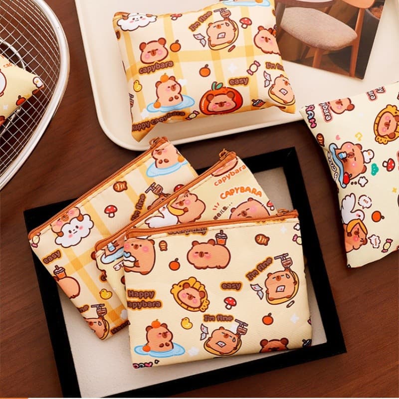 กระเป๋าใส่เหรียญ Capybara 13x10cm กระเป๋าซิป กันน้ำ กระเป๋าสตางค์มินิมอล G3515 รูปที่ 7