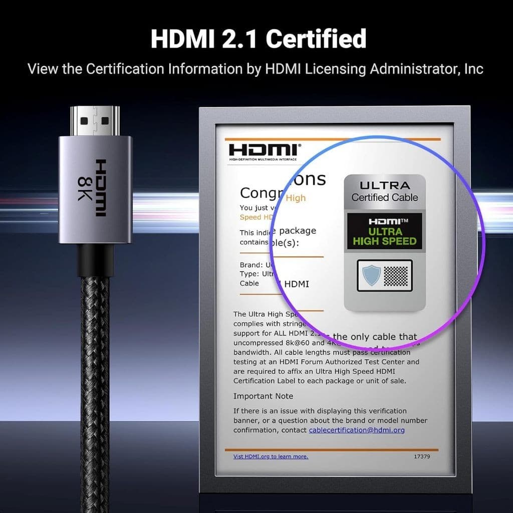 UGREEN รุ่น HD171 สาย HDMI 2.1 ผ่านการรับรอง 8K / 60Hz ยาว 1-5m สำหรับแล็ปท็อป, PC,อื่นๆ US รูปที่ 7