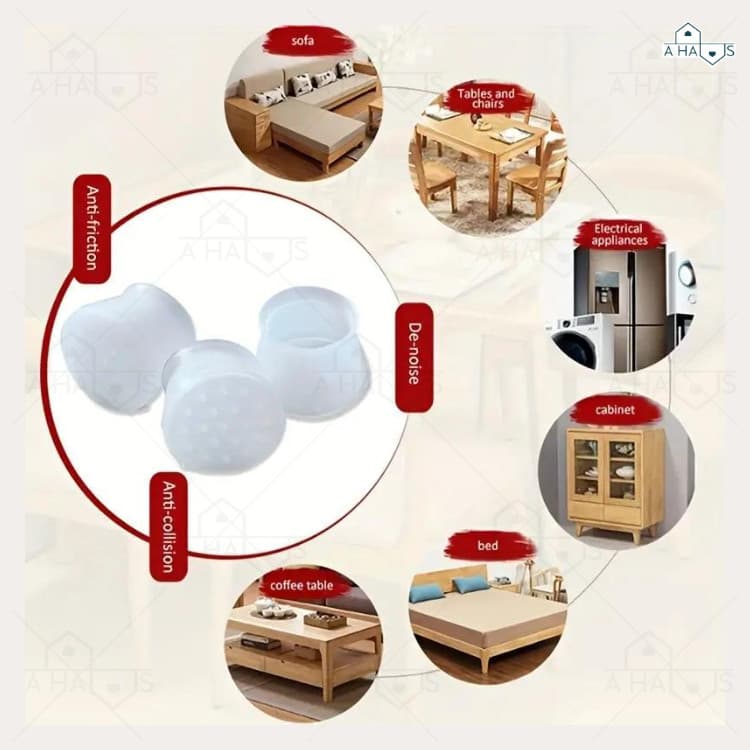A HAUS ซิลิโคน ยางรองขาโต๊ะ รองขาเก้าอี้ เฟอร์นิเจอร์ ใช้ได้ทั้งขากลม และขาเหลี่ยม กันรอยขีดข่วน ป้องกันพื้นเสียหาย รูปที่ 8