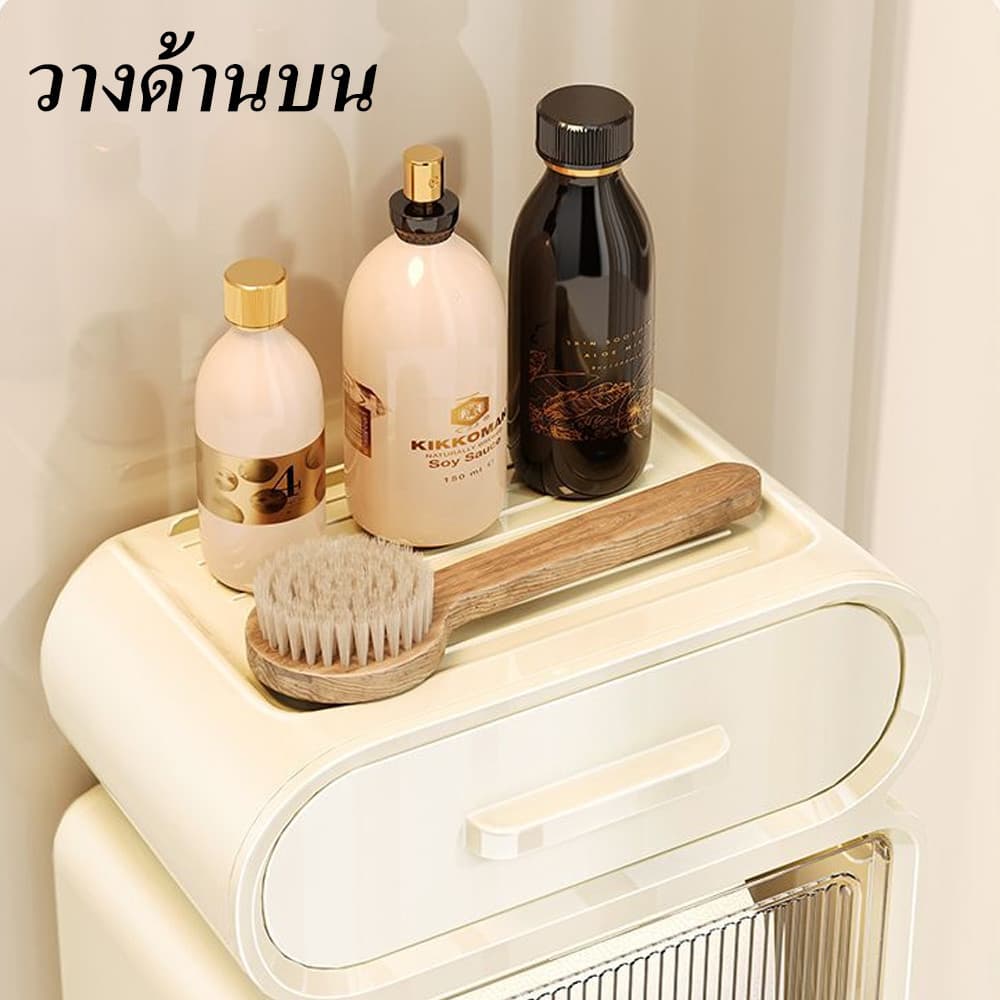 กล่องใส่ทิชชู กันน้ำ ติดผนังไม่ต้องเจาะ กล่องใส่กระดาษทิชชู่ ขนาดใหญ่แบบ3in1 แบบห่อแบบมีแกนกลางใสถุงขยะได้ มีลิ้นชัก รูปที่ 5