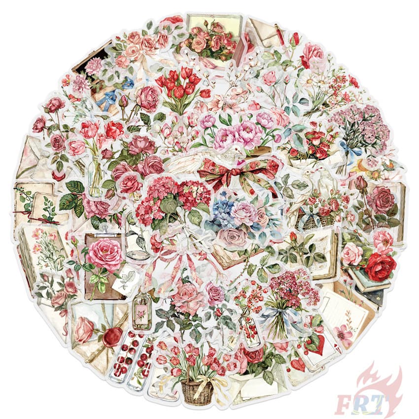 สติ๊กเกอร์สัตว์เลี้ยงดอกไม้และตัวอักษร 50 ชิ้น/เซ็ต DIY แฟชั่นสติ๊กเกอร์กันน้ํา Doodle สติ๊กเกอร์ รูปที่ 2