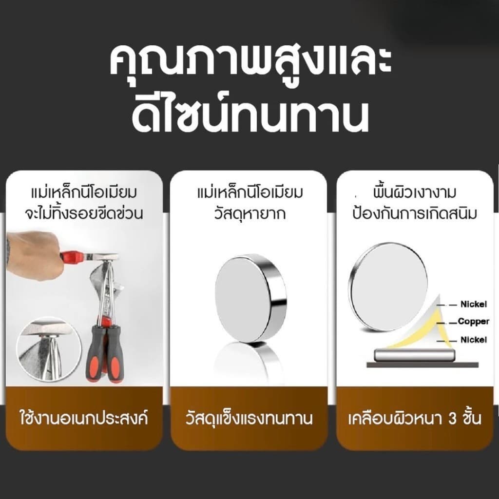 แม่เหล็กแรงสูง ทรงกลม แม่เหล็กนีโอไดเมีย Magnet Neodymium ความหนา 2มิล รูปที่ 6