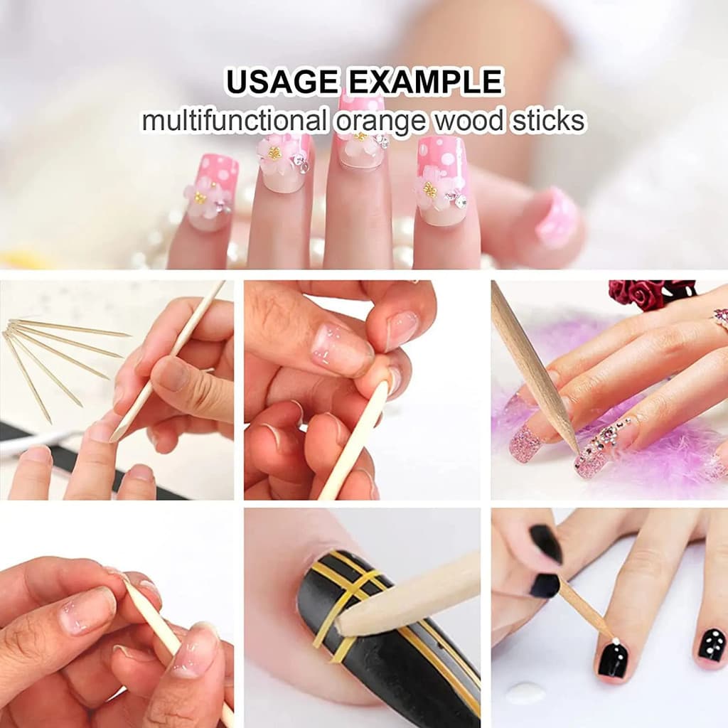 เล็บ Pusher เล็บเครื่องมือไม้ Sticks Cuticle Pusher Remover Rhinestones Dotting Removal Pedicure Care เครื่องมือ 50PCS KOUDAN รูปที่ 3