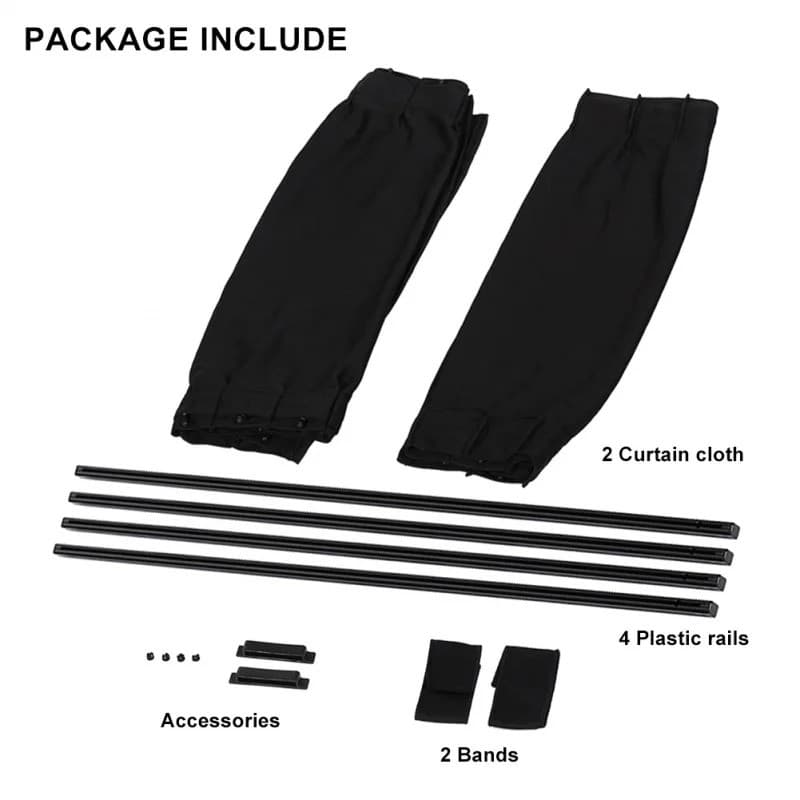 2pcs Universal รถ Sun Shade ด้านข้างหน้าต่างผ้าม่านอัตโนมัติพับ Uv ป้องกันสีดําผ้า Sun Visor ผ้าม่านรถ-Styling รูปที่ 5
