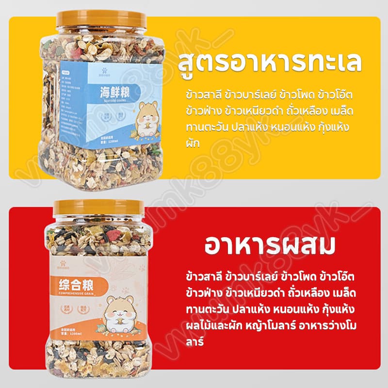 อาหารหนูแฮมสเตอร์ 1200ML อาหารสัตว์เลี้ยงฟันแทะทุกชนิด Hammer Food แฟตเทล อาหารผสม รูปที่ 2