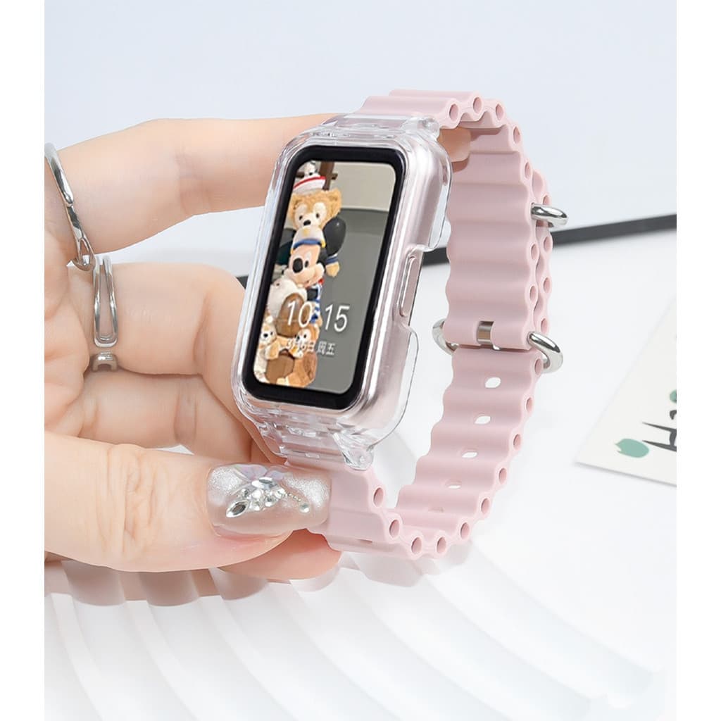 Ocean สายซิลิโคนสําหรับ Huawei Band 11 11Pro 10 / 9 / 8 / 7 / 6 / 6Pro SmartWatch สายรัดข้อมือกีฬา Bracelect สําหรับ Honor Band 10 9 7 6 อุปกรณ์เสริม รูปที่ 9