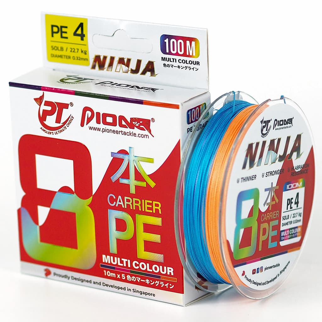 สายพีอี PE PIONEER NINJA X8 100M สีสลับมัลติคัลเลอร์ แบบกล่อง รูปที่ 2