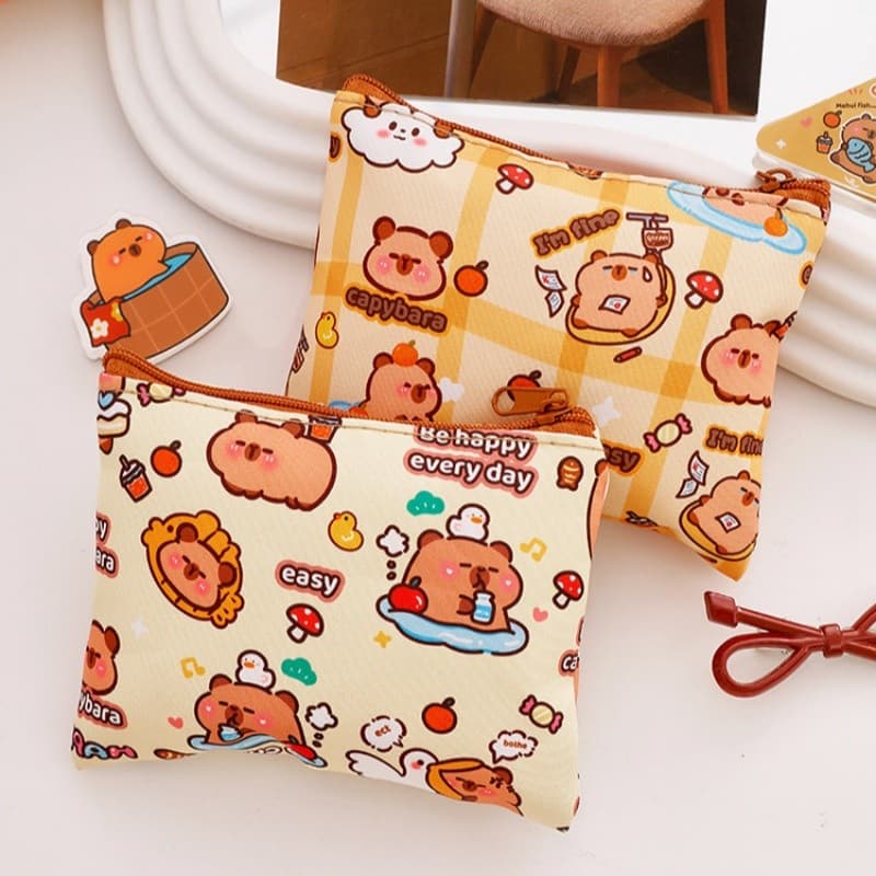 กระเป๋าใส่เหรียญ Capybara 13x10cm กระเป๋าซิป กันน้ำ กระเป๋าสตางค์มินิมอล G3515 รูปที่ 3