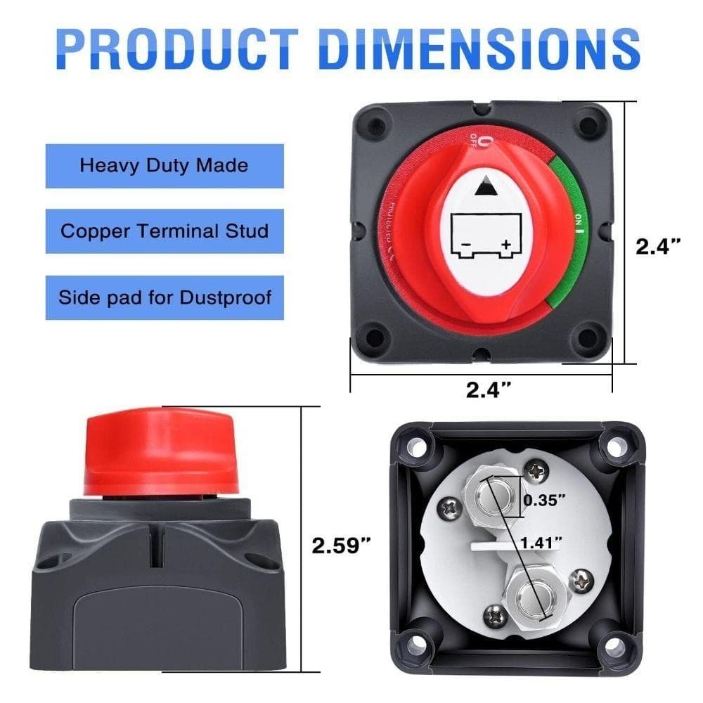 สวิทช์แบตเตอรี่ ตัวแยก 12V 600A ป้องกันสวิตช์ตัดการเชื่อมต่อแบตเตอรี่ อุปกรณ์รถบรรทุก สวิตช์ไฟตัดสวิตช์ลูกบิดแบตเตอรี่ รูปที่ 3