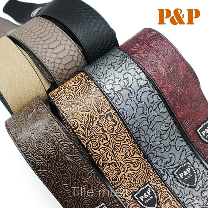 สายสะพายกีต้าร์ P&P Music หนังPU เกรดพรีเมี่ยม ลายสวย ปรับขนาดความยาวได้ ฟรีปิ๊กกีต้าร์ พร้องส่ง รูปที่ 1
