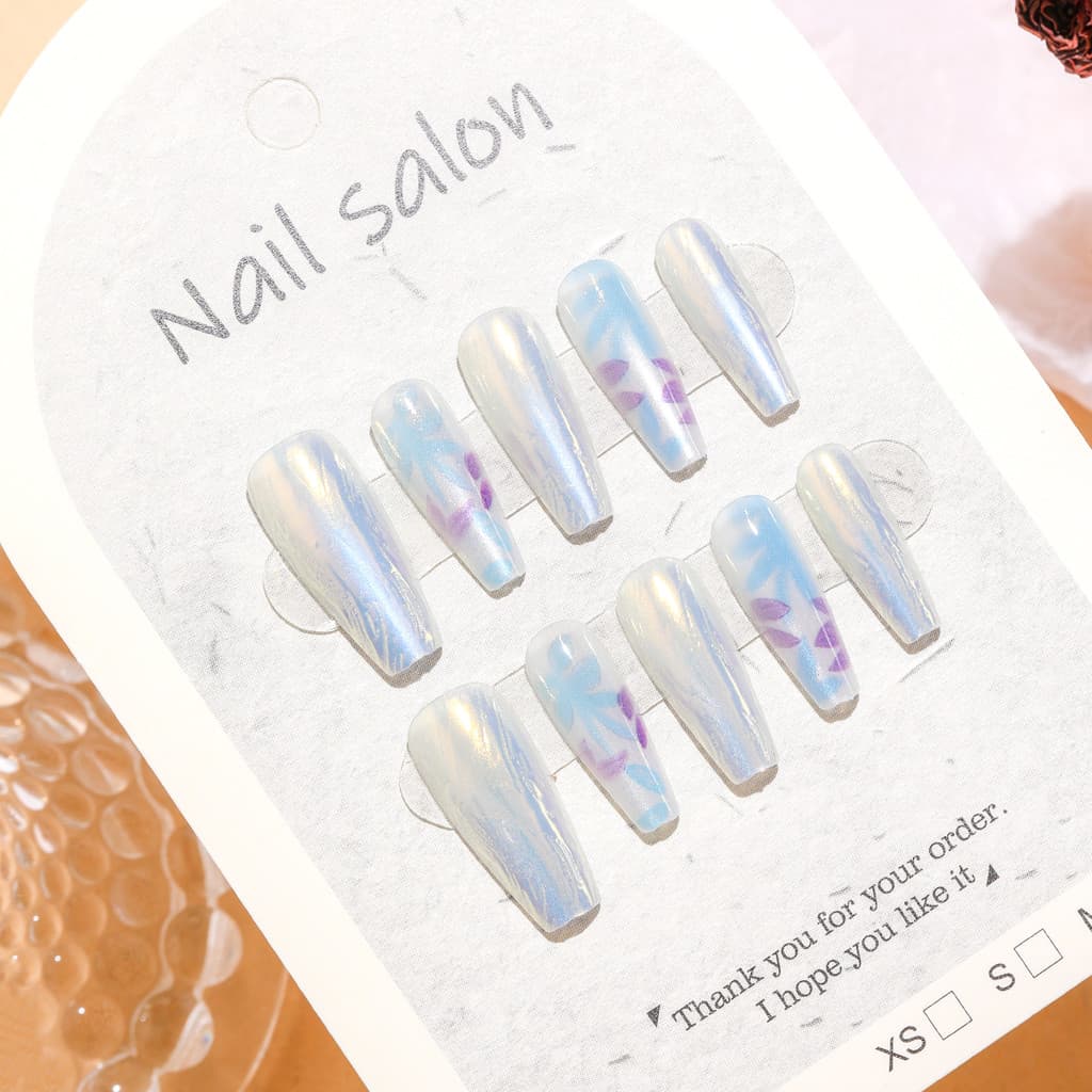 เล็บปลอมสั้น 10 ชิ้นพร้อมตาแมวสีทึบและเล็บปลอมที่เรียบง่ายพร้อมเจลเยลลี่ รูปที่ 5