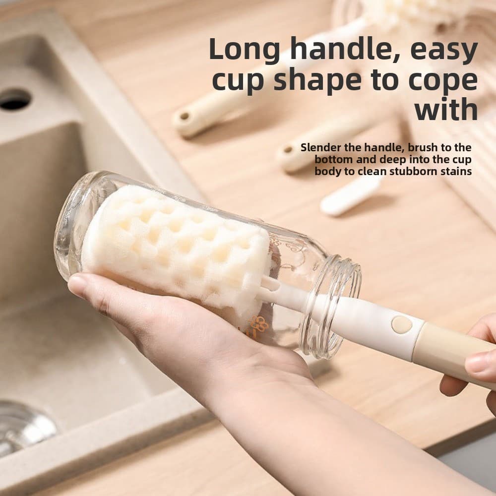 KARENGOODS ชุดแปรงทําความสะอาดขวด,เครื่องขัดพื้นฟาง Pacifier ด้ามยาว 360 องศา,ชุดขนแปรงทนทาน Ergonomically Straw Brush Baby Care รูปที่ 8