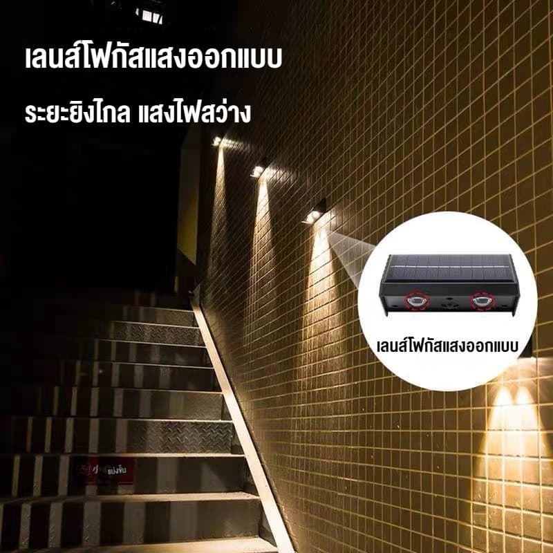 นํา โคมไฟติดผนังพลังงานแสงอาทิตย์กลางแจ้งกันน้ําสวิตช์อัตโนมัติตกแต่งสวนพลังงานแสงอาทิตย์ป้ายแสงประตูระเบียงรั้ว แสงสว่าง รูปที่ 9