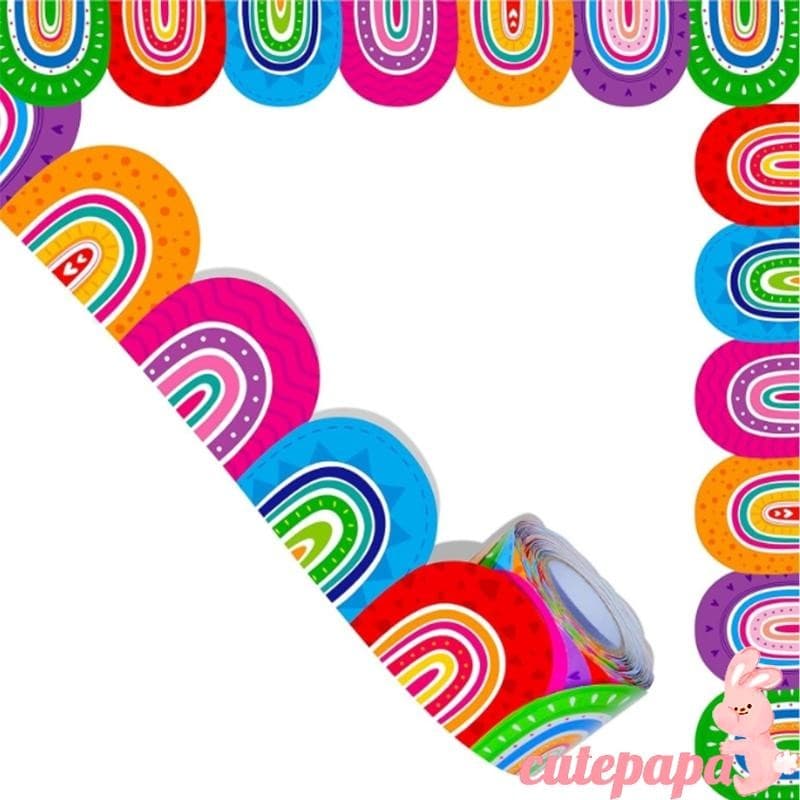 Cutep 10m สีสัน Bulletin Border Trim น่ารัก Bulletin Board Borders สติกเกอร์ Bulletin BOARD ตกแต่งสําหรับ Clas รูปที่ 1