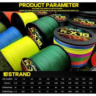 Tali Pancing JOF ญี่ปุ่น 16Strands สายตกปลาถัก 300M 100M Multifilament PE Wire Fly Sea น้ําเค็มสาน Extreme Pesca 11.3-91KG Power PE สายตกปลา รูปที่ 2
