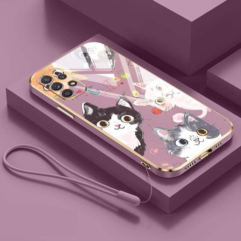 SAMSUNG ปลอกสําหรับsamsung Galaxy A23 A32 A52 A72 4G 5G A33 A53 A73 M32 A52S 5GรอบEyed CatหรูหราElectroplating Anti Dropเคสโทรศัพท์แบบนุ่ม รูปที่ 7