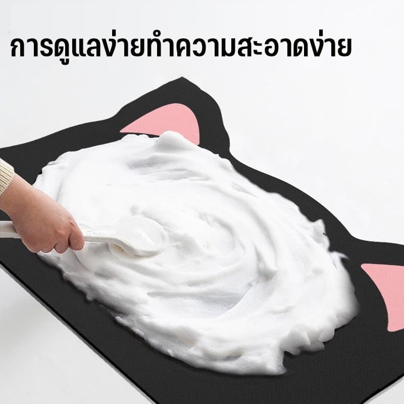 COD พรมเช็ดเท้า พรมปูพื้น รูปแมว 40*60cm พรมกันลื่น พรมเนื้อนุ่ม พรมซับน้ำได้ดี แห้งไว น่ารัก แมวดํา ห้องน้ำ รูปที่ 4