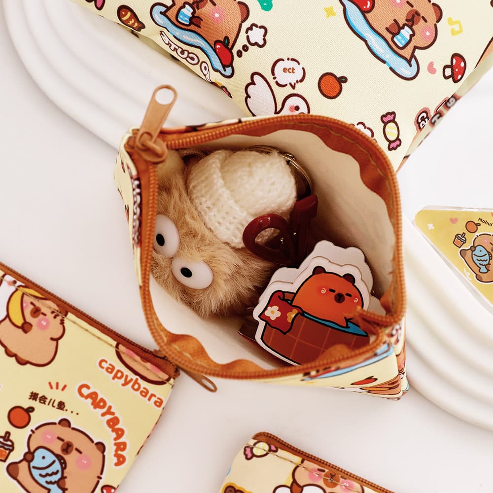 กระเป๋าใส่เหรียญ Capybara 13x10cm กระเป๋าซิป กันน้ำ กระเป๋าสตางค์มินิมอล G3515 รูปที่ 5