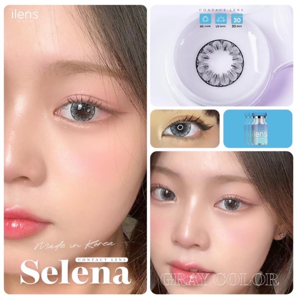 คอนแทคเลนส์ Selena Brown / Gray ⭐ค่าอมน้ำ60% ลายดอกไม้สุดฮิต กรองแสงกันยูวี รูปที่ 6