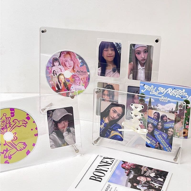 กรอบรูปอะคริลิค Kpop Photocard Stand Idol CD กรอบรูปการ์ด Protector กรอบจอแสดงผลเดสก์ท็อปตกแต่ง รูปที่ 2