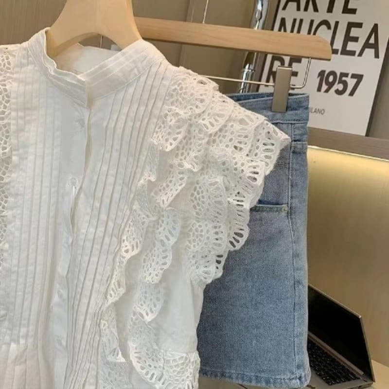 Bee เวอร์ชั่นเกาหลีเสื้อผู้หญิงแขนกุดรูปแบบใหม่ด้านบน รูปที่ 3