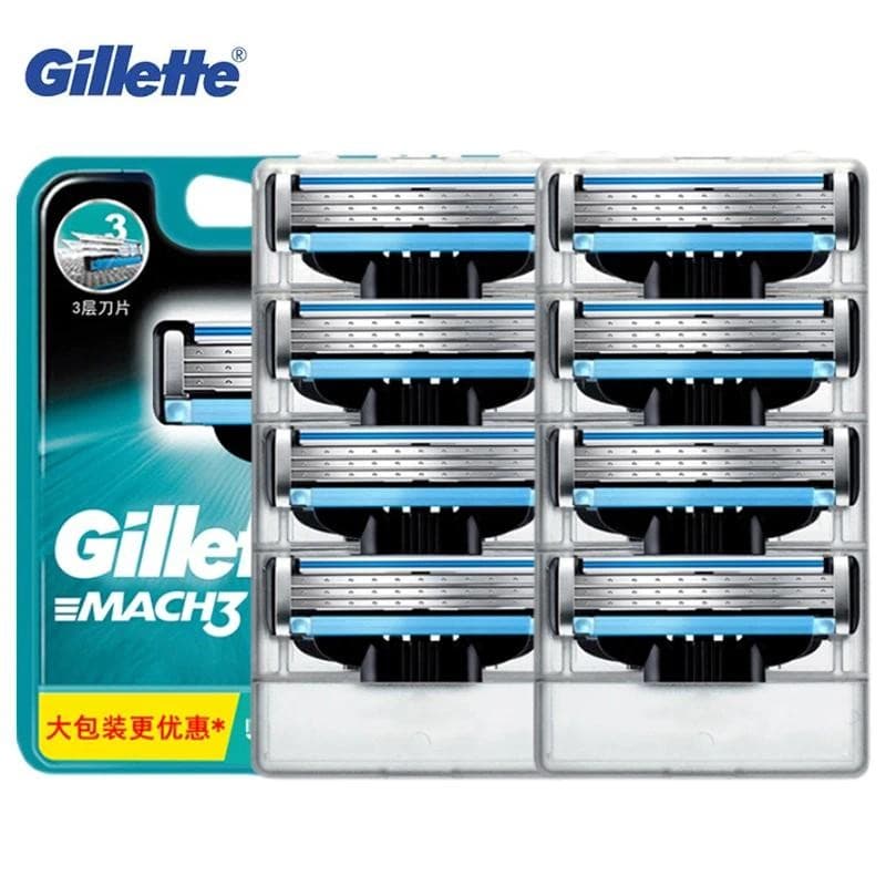 Gillette Mach3 ตลับใบมีดโกนเติม 4/8 ชิ้น สําหรับใบหน้าและเครา 3 ชั้น พร้อมแถบหล่อลื่น Fast Cutting รูปที่ 1